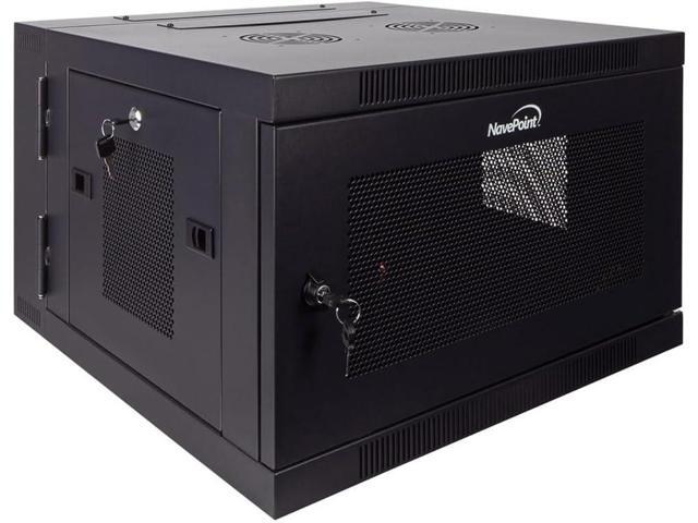 NavePoint 6U Server Cabinet with Hinged Back - 17.7 Deep, 6U Server Rack Enclosure with Locking Perforated Door, Wall Mount Rack with Removable...