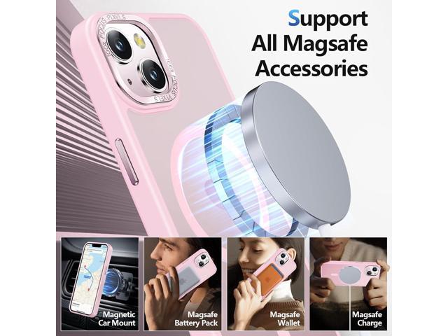 BaHaHoues for iPhone 13 Case iPhone 14 Case Compatible with MagSafe iPhone 13 Phone Case with Screen Protector, Translucent Matte Slim Shockproof...