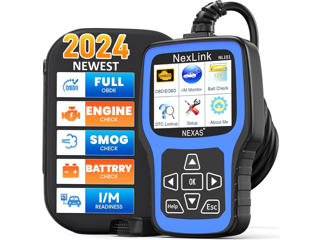 NEXAS NL101 OBD2 Scanner Diagnostic Tool & Battery Tester, Check Car Engine Light Code Reader Scan Tool with Full OBDII Function Live Data Stream...