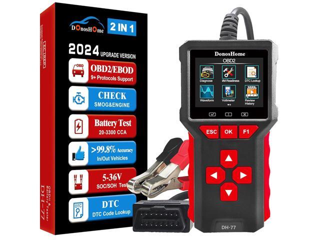 2 in 1 OBD2 Scanner+Battery Tester 5-36V 20-3300 CCA >99.8% Accuracy 3.2' Colors Screen OBD2/EOBD Diagnostic Tool Engine Code Reader EVAP Digital...