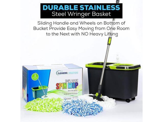 Simpli-Magic 79117 Spin Mop Cleaning Kit with Refills, Mop & Refills, Black/Green