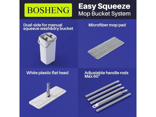 Mop and Bucket with Wringer Set, Easy-to-Use Flat Floor Mop for Efficient Home Cleaning, Includes 2 Reusable Microfiber Pads, Ideal for Floors and...