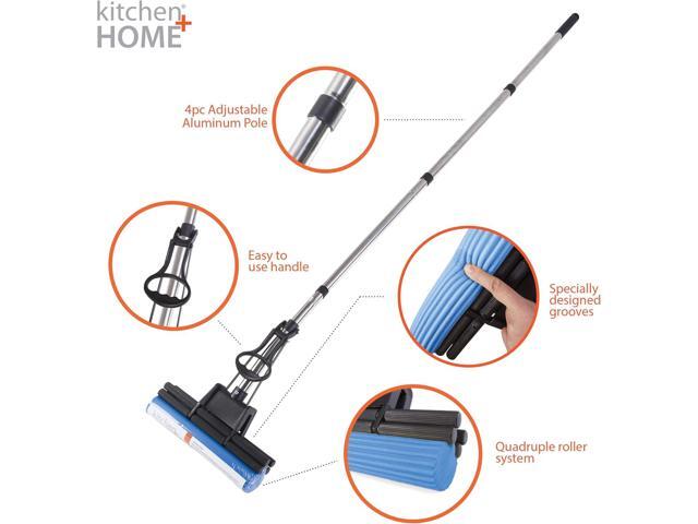 Kitchen + Home PVA Sponge Roller Mop - 11' Quadruple Roller All Purpose Floor Cleaner