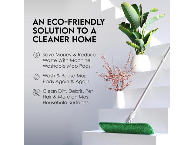 Turbo Microfiber Mop Floor Cleaning System - 18-inch Dust Mop with 4 Reusable Pads for Hardwood and Tile, 360-Spin Floor Mop Head & Extendable...