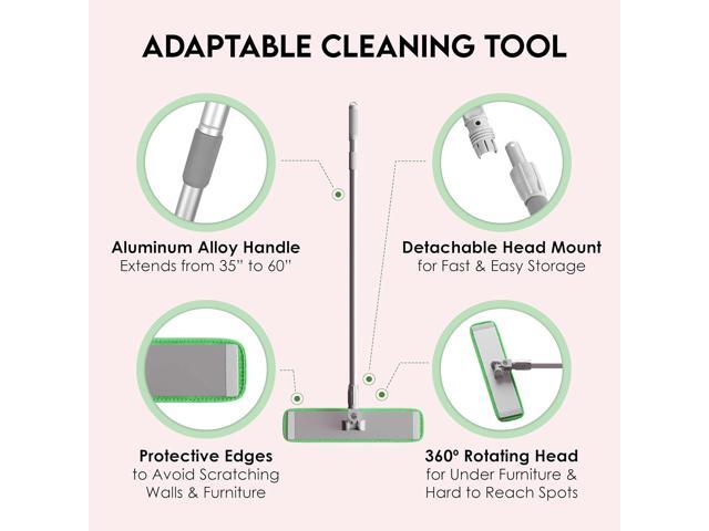 Turbo Microfiber Mop Floor Cleaning System - 18-inch Dust Mop with 4 Reusable Pads for Hardwood and Tile, 360-Spin Floor Mop Head & Extendable...