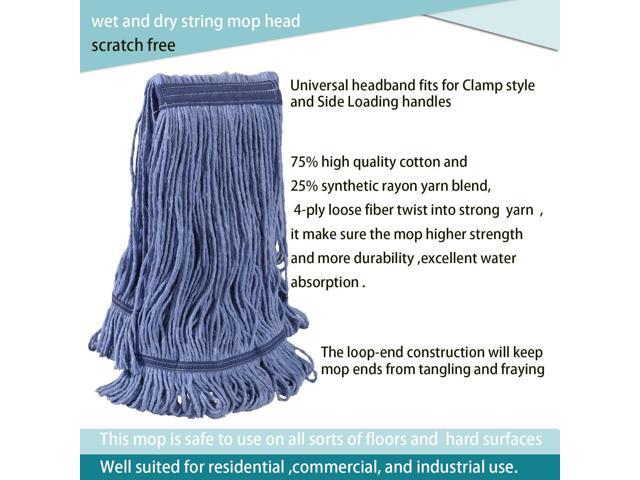 Heavy Duty Commercial Industrial Mop,58' Looped-End String Wet Cotton Mops for Floor Cleaning, Including Three mop Head Replacement