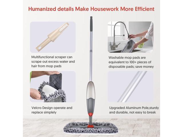 Microfibre Spray Floor Mops for Floor Cleaning, Domi-patrol Cleaning Mops for Hardwood Laminate Tiles Floors, Dry Wet Mop Dust Mops with 3 Mop...