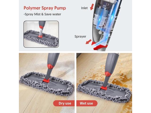 Microfibre Spray Floor Mops for Floor Cleaning, Domi-patrol Cleaning Mops for Hardwood Laminate Tiles Floors, Dry Wet Mop Dust Mops with 3 Mop...
