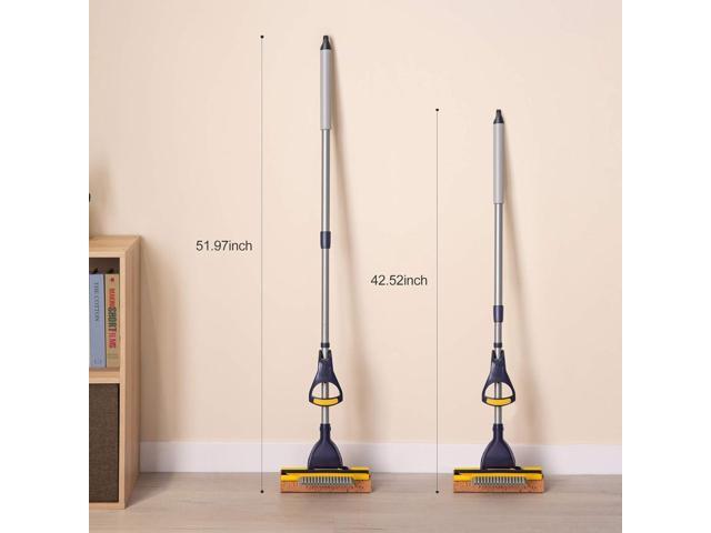 Yocada Sponge Mop Home Commercial Use Tile Floor Bathroom Garage Cleaning Total 3 Sponge Heads Squeegee and Extendable Telescopic Long Handle 42.5...