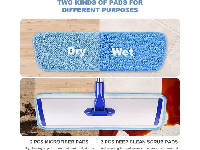 18' Professional Microfiber Mop Floor Cleaning mop, Flat Mop with Stainless Steel Handle,4 Reusable Washable Mop Pads and mop Pads Brush,Microfiber...