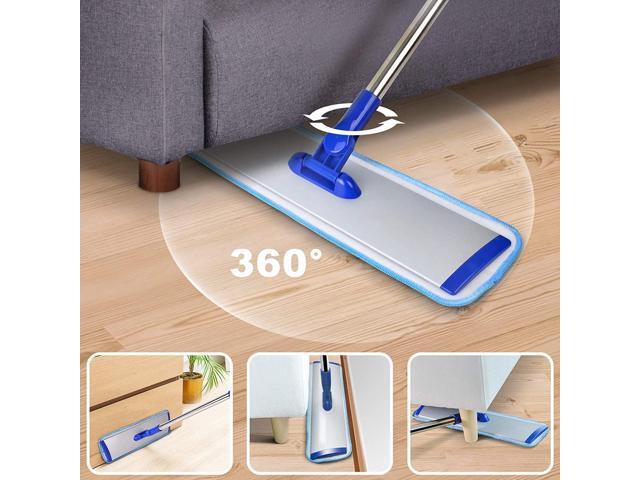 18' Professional Microfiber Mop Floor Cleaning mop, Flat Mop with Stainless Steel Handle,2 Reusable Washable Mop Pads and mop Pads Brush,Microfiber...