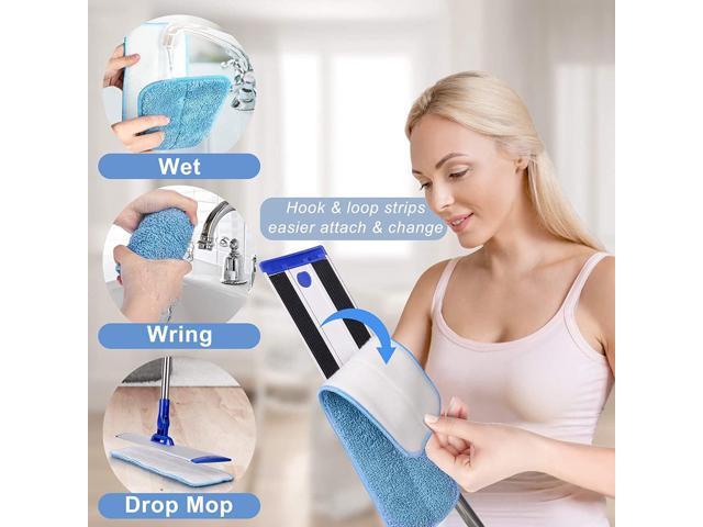 18' Professional Microfiber Mop Floor Cleaning mop, Flat Mop with Stainless Steel Handle,4 Reusable Washable Mop Pads and mop Pads Brush,Microfiber...