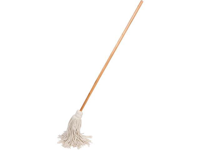 Large Wet Deck Cotton Mop with Solid Wood Handle (11 Oz, White)