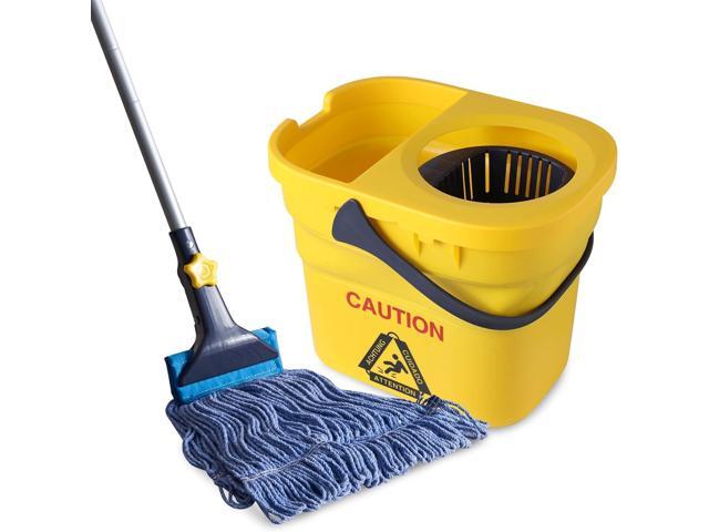 Yocada Looped-End String Wet Mop Heavy Duty Cotton Mop Commercial Industrial Grade Telescopic Iron Pole Jaw Clamp Floor Cleaning 55.1 inch