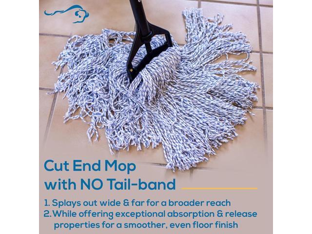 KLEEN HANDLER Cut End Finish Mop 1.25' Universal Headband Maximum Absorption Finishing Mop, Pack of 6