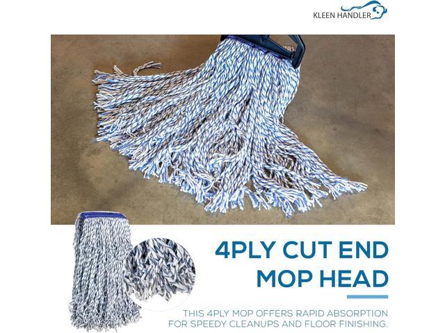 KLEEN HANDLER Cut End Finish Mop 1.25' Universal Headband Maximum Absorption Finishing Mop, Pack of 6