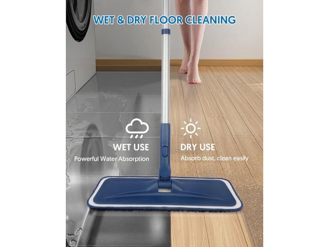 Microfiber Mops for Floor Cleaning - BPAWA Flat Floor Mop Wet Dry Use for Hardwood Floors Laminate Wood Tile Vinyl Wall Hard Surface, Bathroom...