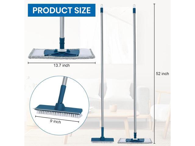 Collapsible Mop and Bucket Set with Scrub Mop and Brush, Tile Laminate Hardwood Floor Brush and Flat Mops for Floor Cleaning, Foldable Bucket with...