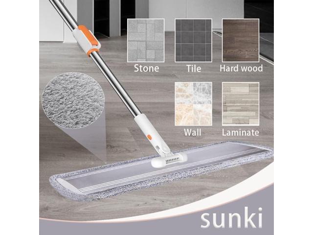 Microfiber Mop 32 inch Wide Flat Mop for Hardwood, Laminate, Tile - 360 Rotating, Stainless Steel Handle, 4 Reusable Pads