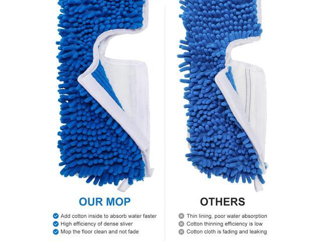 4 Pack Chenille Mop Heads Replacements Compatible with Dual-Action Microfiber Flip Mop System, Mop Replace Heads for Dry Wet Use, Washable Double...