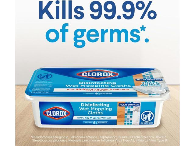 Clorox Disinfecting Wet Mop Pad, Disposable Mop Heads, Multi-Surface Floor Wipes, Rain Clean, 2 Packs, 24 Wet Refills Per Pack (Package May Vary)