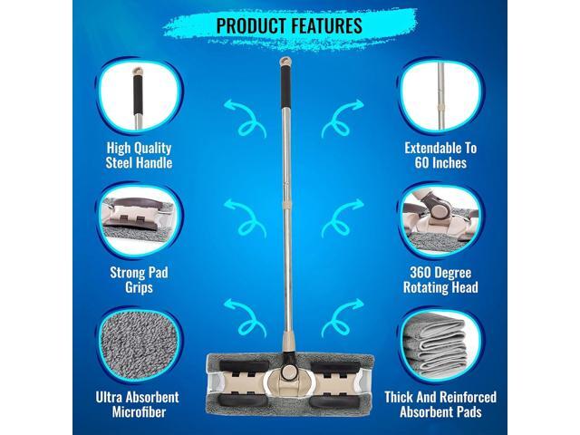 MAYSHINE Microfiber Hardwood Floor Wet and Dry Dust Mop w/ 5 Reusable Pads, 360 Spin Mop System Use on Wood, Tile, Laminate, Vinyl and More ...