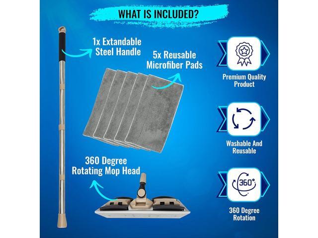 MAYSHINE Microfiber Hardwood Floor Wet and Dry Dust Mop w/ 5 Reusable Pads, 360 Spin Mop System Use on Wood, Tile, Laminate, Vinyl and More ...
