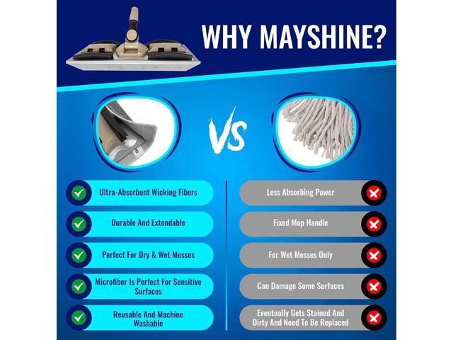 MAYSHINE Microfiber Hardwood Floor Wet and Dry Dust Mop w/ 5 Reusable Pads, 360 Spin Mop System Use on Wood, Tile, Laminate, Vinyl and More ...