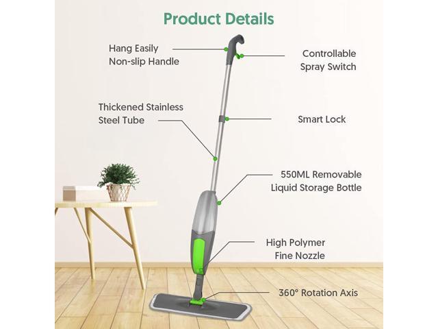 Spray Mop Floor Mop, ILAVCOOL Mops for Floor Cleaning Spray Floor Mops with 3 Reusable Microfiber Mop Pads & 550ML Refillable Bottle Wet Dry Mop...