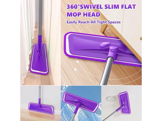 Microfiber Mops for Floor Cleaning - BPAWA Flat Floor Mop with 4 Reusable Washable Pads fit for Swiffer Powermop Kitchen Wet Dry Dust Mop for...