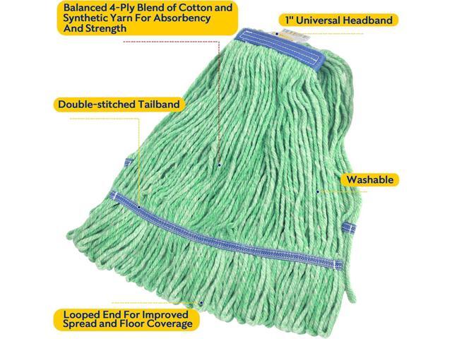 Matthew Cleaning Heavy Duty Mop Head Commercial Replacement for General and Floor Cleaning, Wet Industrial Blue Cotton Looped End String Head...