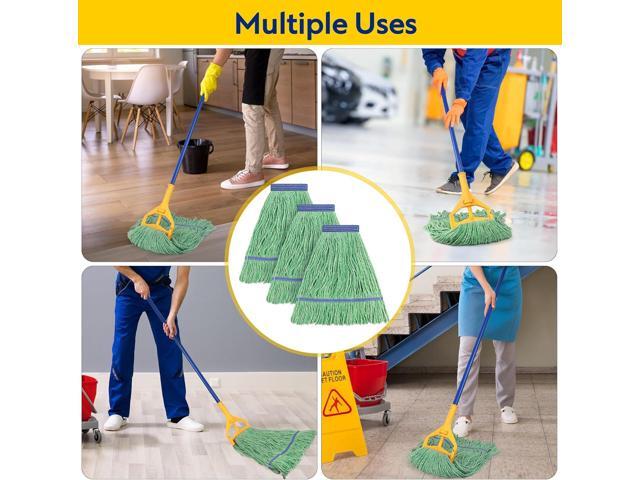 Matthew Cleaning Heavy Duty Mop Head Commercial Replacement for General and Floor Cleaning, Wet Industrial Blue Cotton Looped End String Head...