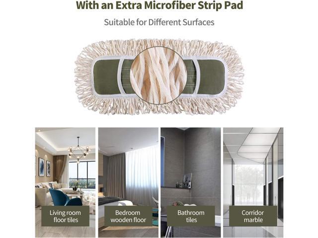 Eyliden Dust Mop with Reusable Washable Pads - One Touch Replacement, Height Adjustable Handle, Total 2 Mop Cloths, Wet Dry Mops for Floor...