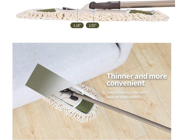 Eyliden Dust Mop with Reusable Washable Pads - One Touch Replacement, Height Adjustable Handle, Total 2 Mop Cloths, Wet Dry Mops for Floor...