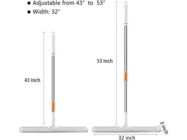 Microfiber Flat Mop 32 in Large Mops for Floor Cleaning Commercial Dust Dry Wet Mops on Hardwood Floors with 4 Washable Pads Aluminium Telescopic...