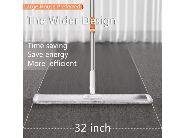 Microfiber Flat Mop 32 in Large Mops for Floor Cleaning Commercial Dust Dry Wet Mops on Hardwood Floors with 4 Washable Pads Aluminium Telescopic...