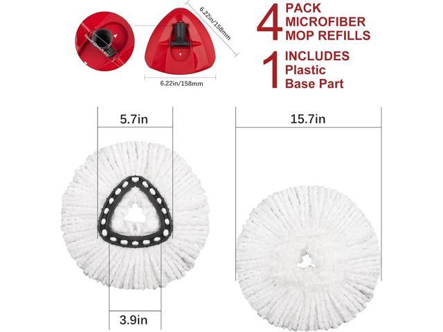 4 Pack Mop Replacement Heads Compatible with Ocedar Mops Replace Head EasyWring Spin Mop Heads Replacements - Includes 1 Rotating Mops Base,...