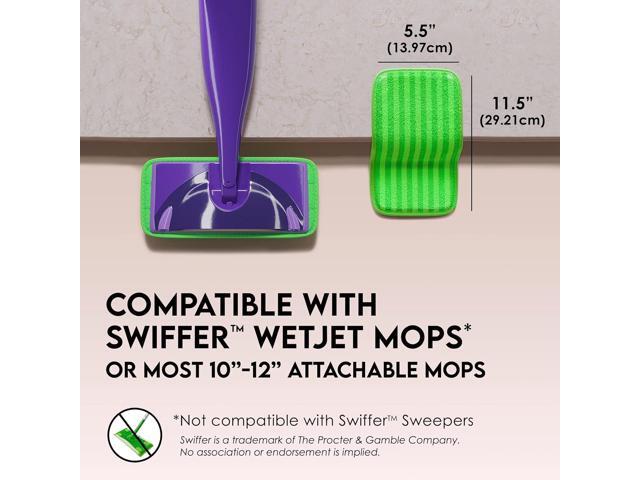 Reusable Floor Mop Pads - Swiffer Wet Jet Compatible Refills 2 Pack - Machine Washable, 12-inch Microfiber Mop Swiffer Wet Pads - Eco-Friendly...
