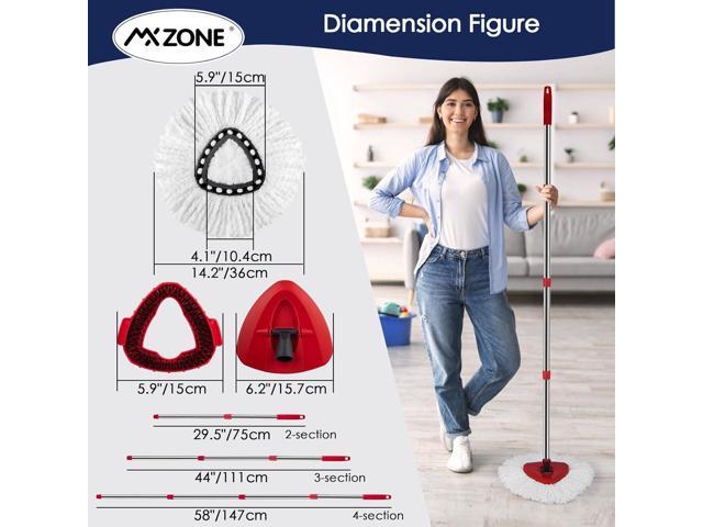 Spin Mop Head Replacement Base Handle Compatible with O Cedar EasyWring 1-Tank System, 4 Mop Replace Heads, 1 Mop Handle, 1 Mop Base and 1 Mop Base...