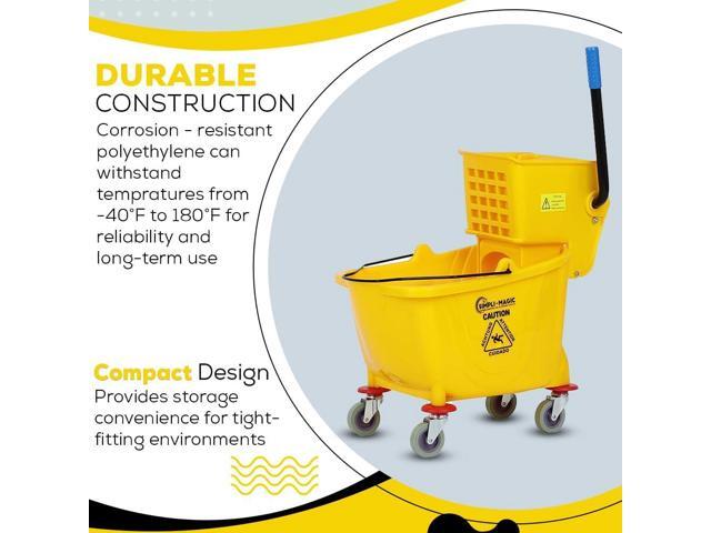 Simpli-Magic 79358 Commercial Mop Bucket with Side Press Wringer, 26 Quart, 14.75'L x 12.95'W x 19.95'H, Yellow