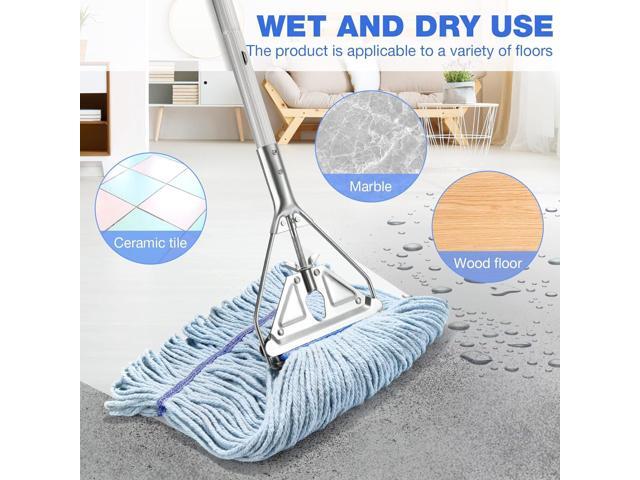 String Mop for Floor Cleaning - Heavy Duty Industrial Commercial Mop with Extra Replacement Mop Head, 59inch Mop Handle, Wet Mop for...