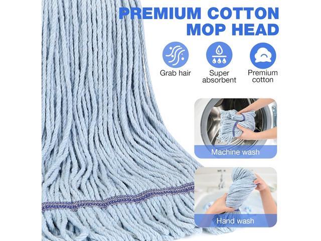 String Mop for Floor Cleaning - Heavy Duty Industrial Commercial Mop with Extra Replacement Mop Head, 59inch Mop Handle, Wet Mop for...