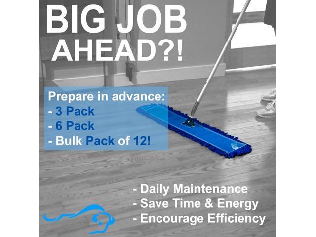 Kleen Handler 24 inch Microfiber Dust Mop Medium Washable Commercial Mop Head Replacement, Pack of 3