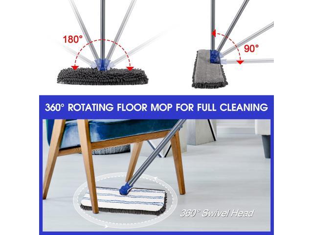 Masthome Microfiber Mops for Floor Cleaning,Dust Mop with 4 Reusable Pads,Flat Flip Mops for Wet & Dry Use,Professional Microfiber Mop for...