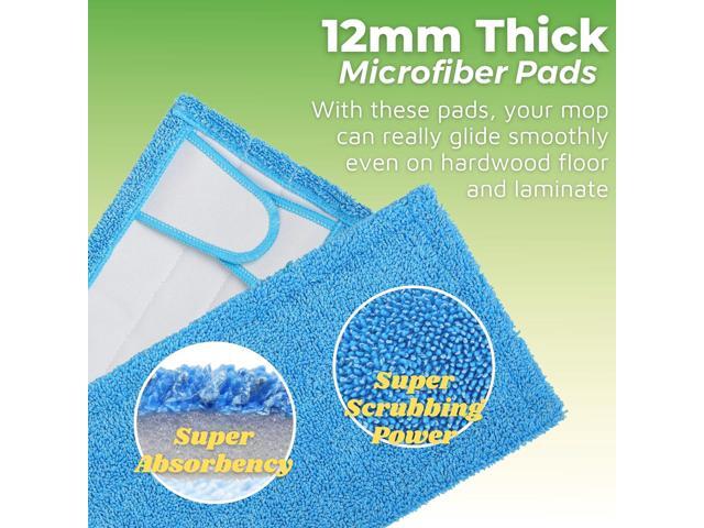 Reusable Mop Pad for Swiffer Sweeper Mop, 12.5'' Microfiber Mop Pad Refill Washable for Hard Floor Baseboard Cleaning, Wet/Dry Cleaning Pad, 4 Pack
