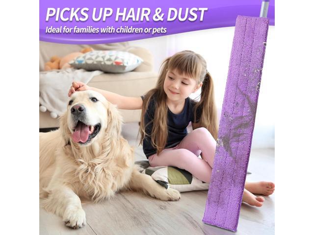 24' Microfiber Mop for Floor Cleaning, Dry and Wet Floor Mop for Hardwood, Laminate, Tile, Vinyl, with 4 Washable Reusable Microfiber Pads