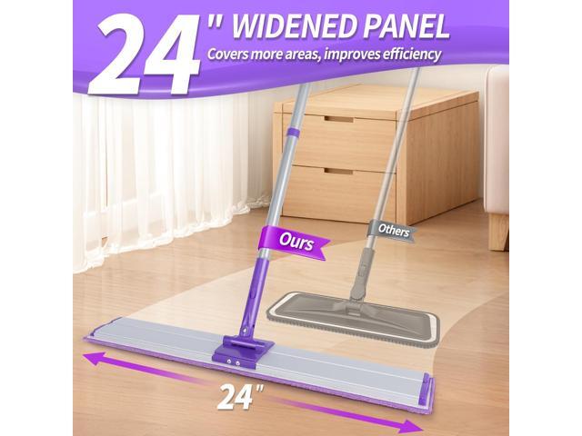 24' Microfiber Mop for Floor Cleaning, Dry and Wet Floor Mop for Hardwood, Laminate, Tile, Vinyl, with 4 Washable Reusable Microfiber Pads