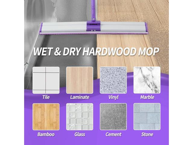 24' Microfiber Mop for Floor Cleaning, Dry and Wet Floor Mop for Hardwood, Laminate, Tile, Vinyl, with 4 Washable Reusable Microfiber Pads