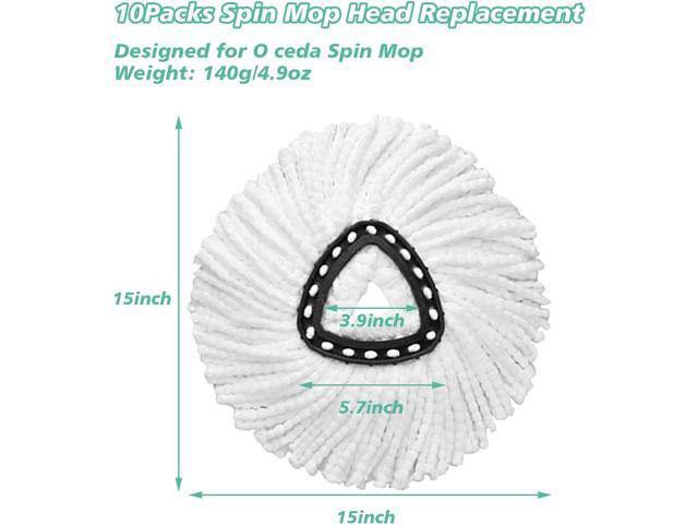 10 PCS Spin Mop Replacement Head,100% Microfiber Mop Heads Replacements with Cedar Mop Replace,360 Degree Round Spin Mop Replacement Head for Easy...