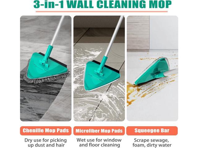 JEHONN Wall Cleaner Mop with Long Handle 82 Inches, 3-in-1 Ceiling Cleaning Tool Duster with 6 Replacement Microfiber Chenille Pads for Painted...